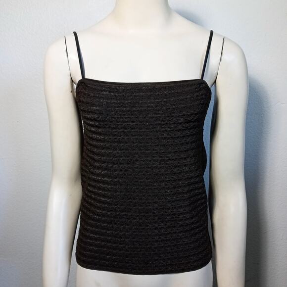Armani Collezioni Silk Knit Top NEW Brown M * 8 Camisole Spaghetti Straps Crop - Picture 8 of 8